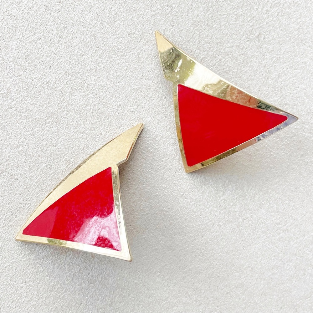 Red and Gold 80s Earrings